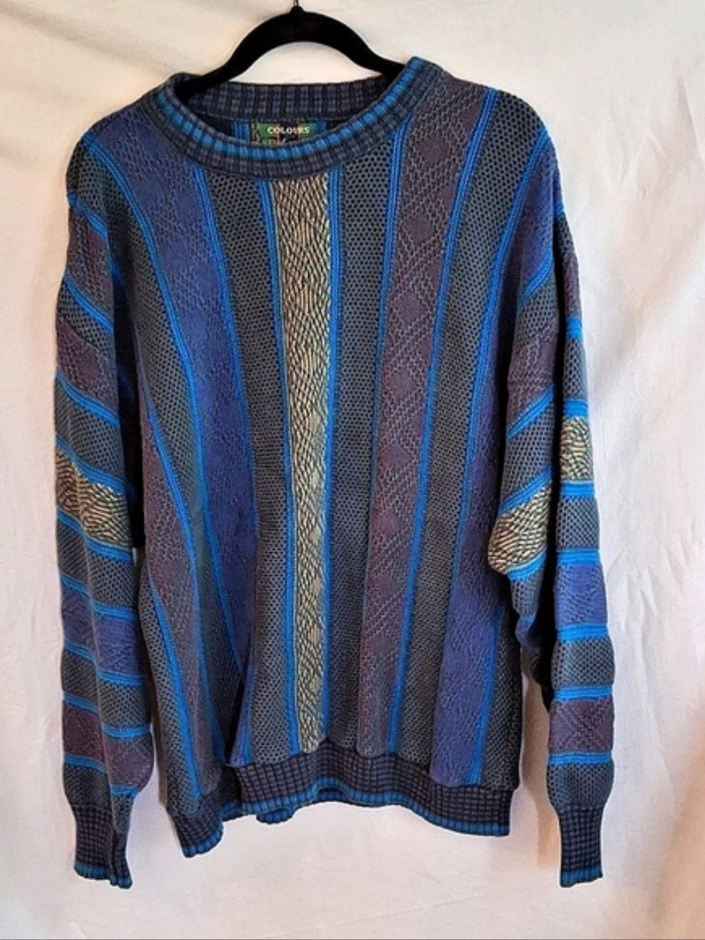 Colours by Alexander Julian Striped Cotton Crewneck Sweater Size Large